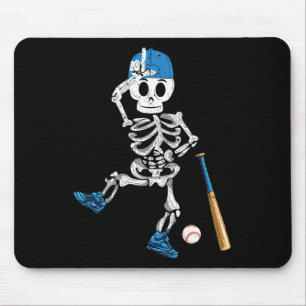 Tapis De Souris Skeleton Halloween Baseball Vintage jouer