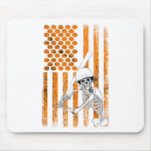 Tapis De Souris Skeleton Joueur De Baseball Fan Skeleton Halloween