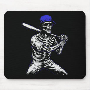 Tapis De Souris Skeleton Joueur de baseball Halloween