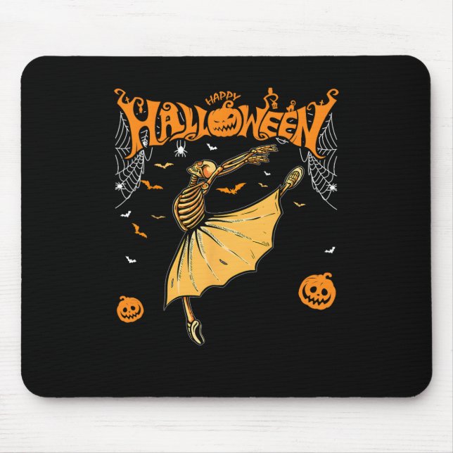 Tapis De Souris Skeleton Llerinas Llet Dance mignonne Halloween Co (Devant)