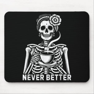 Tapis De Souris Skeleton Messy Bun Boire Café Pour Les Femmes Jama