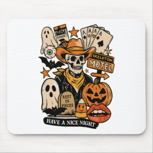 Tapis De Souris Skeleton Motel Repos En Pièces Ont Une Belle Nuit
