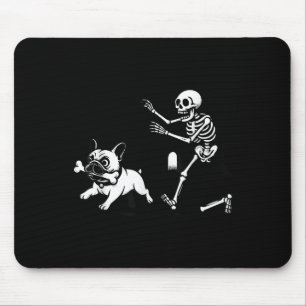 Tapis De Souris Skeleton pourchassant French Bulldog Halloween Chi