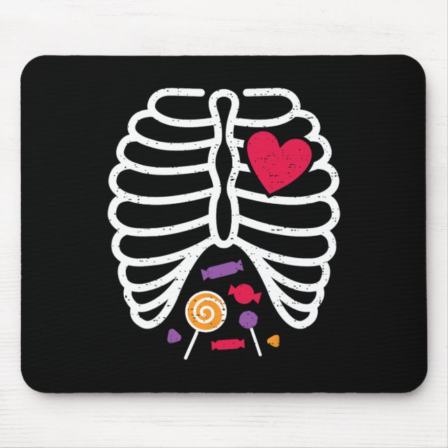 Tapis De Souris Skeleton Rib Cage Funny Halloween Garçons Filles (Devant)