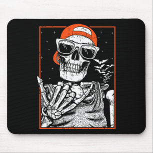Tapis De Souris Skeleton Rocker Halloween Costume Musique Cool