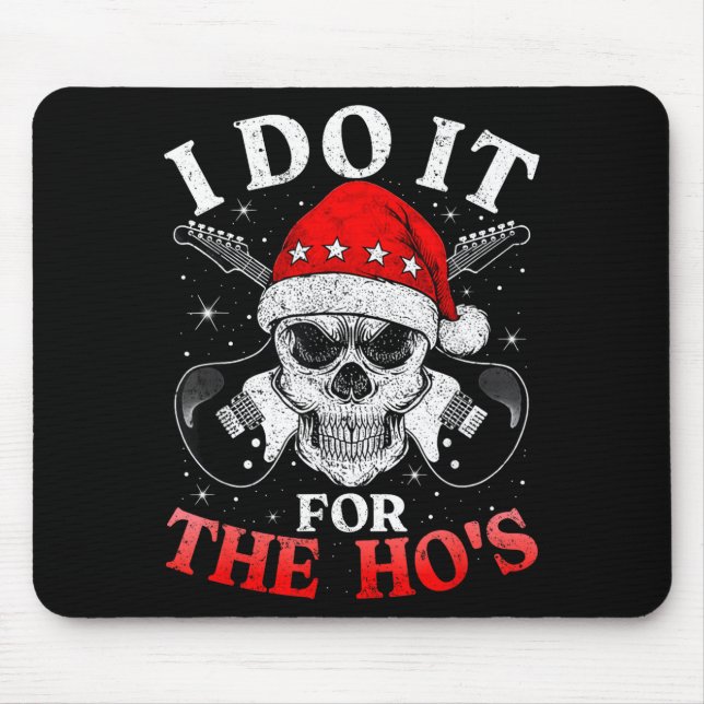 Tapis De Souris Skeleton Santa Rocker Inappropriate Funny Guitar G (Devant)