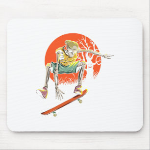 Tapis De Souris Skeleton Skin Halloween Avec Skateboard