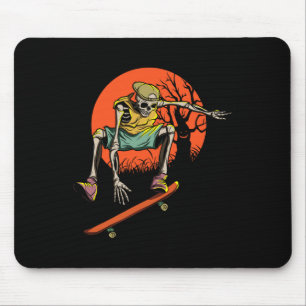 Tapis De Souris Skeleton Skin Halloween Avec Skateboard