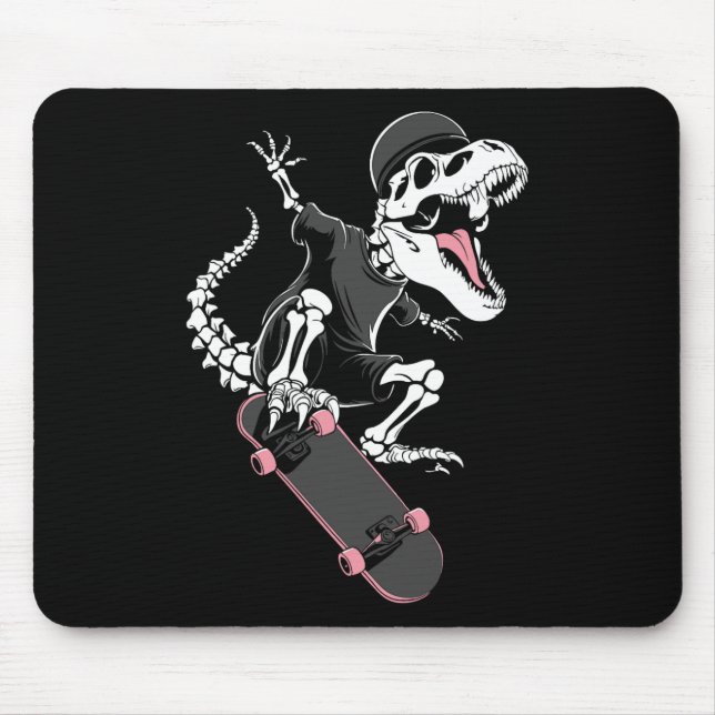 Tapis De Souris Skeleton T-rex Skateboarder - Vintage Dinosaur Ska (Devant)