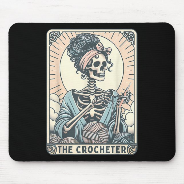 Tapis De Souris Skeleton The Crocheter Mom Tarot Card Knitter Croc (Devant)
