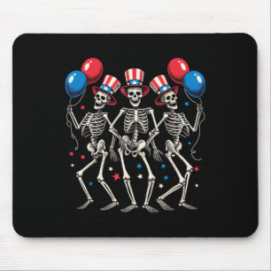 Tapis De Souris Skeletons 4 juillet Funny Fête de l'Indépendance