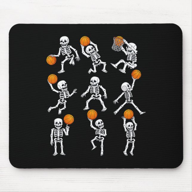 Tapis De Souris Skeletons de basketball d'Halloween Dunking Dribbl (Devant)