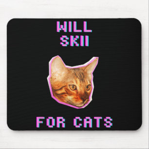 Tapis De Souris Ski alpin pour chats aventure drôle d'hiver neige