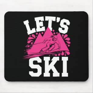 Tapis De Souris Ski Girl Humour Sports d'hiver et l'avent de neige