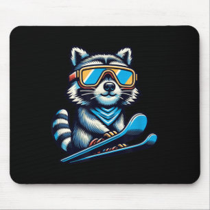 Tapis De Souris Ski Raccoon Drôle Hiver Et Extérieur Mignons Et