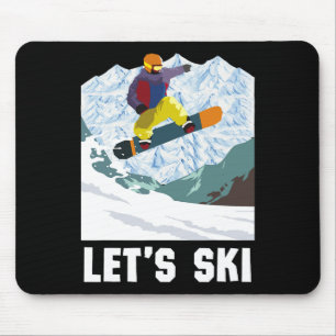 Tapis De Souris Ski rétros Sports d'hiver Ski Snowboard Ski