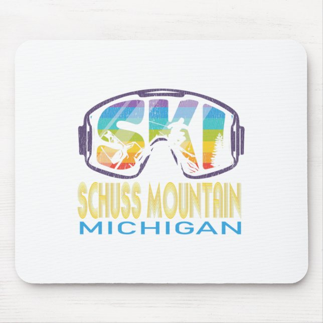 Tapis De Souris Ski Schuss Mountain Michigan Skiing Vacation  (Devant)