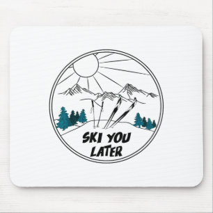 Tapis De Souris Ski sports d'hiver vintage neige poudreuse ski de