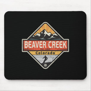 Tapis De Souris Ski vintage sur la montagne enneigée de Beaver Cre