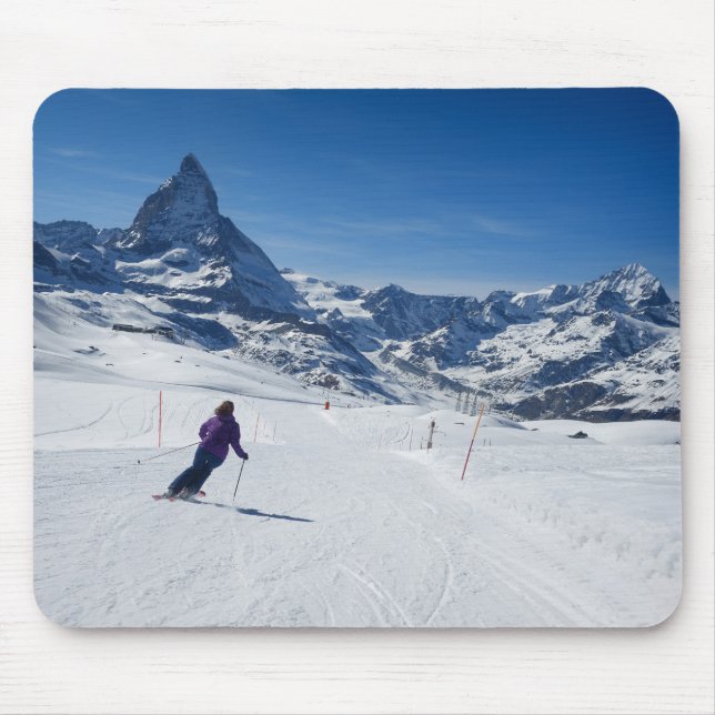Tapis De Souris Skiant avec Mt. Matterhorn dans Zermatt, la Suisse (Devant)
