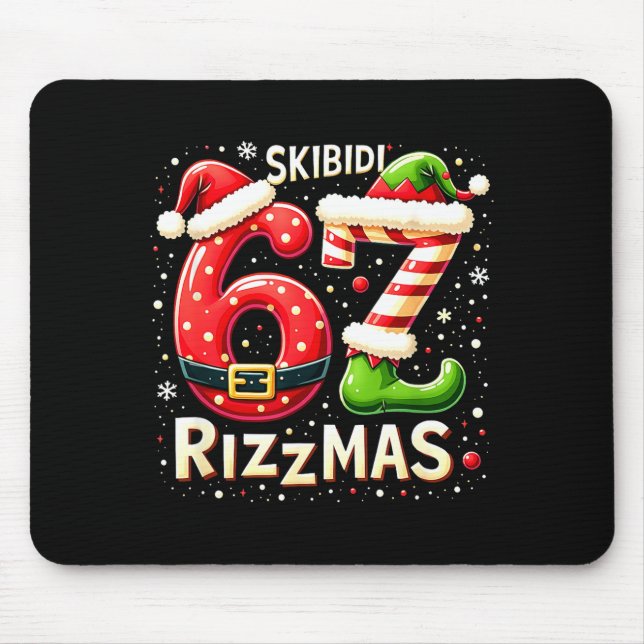 Tapis De Souris Skibidi 67 Rizzmas Christmas Meme Funny Elf Santa  (Devant)