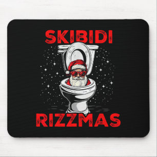 Tapis De Souris Skibidi Rizzmas Drôle de Père Noël Toilette Élépha