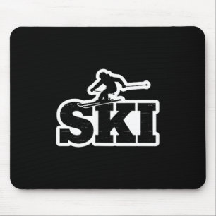 Tapis De Souris Skieur de ski amoureux de vacances sports d'hiver