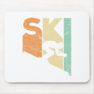 Tapis De Souris Skieur Vintage Ski Amateur de Ski Rétro Ski Alpin 