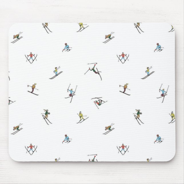 Tapis De Souris Skieurs d'hiver en action Motif (Devant)