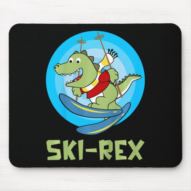 Tapis De Souris Skiing Kids Ski-rex Funny Dino Toddler Funny  (Devant)