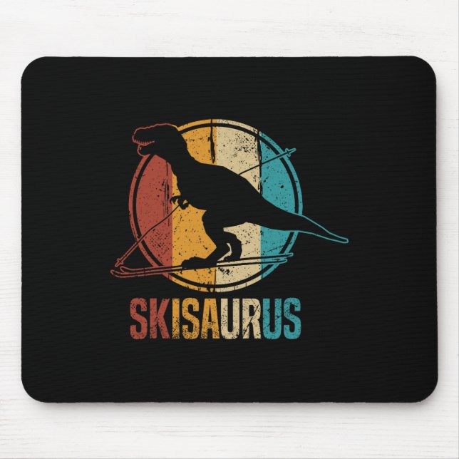 Tapis De Souris Skisaurus Drôle Dinosaure Skiant Dino Ski Dinosaur (Devant)