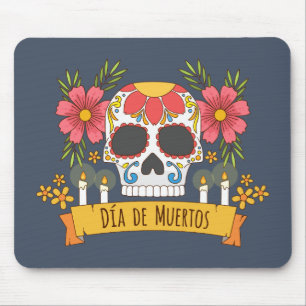 Tapis De Souris Skull Dia de los Muertos floral Mousepad