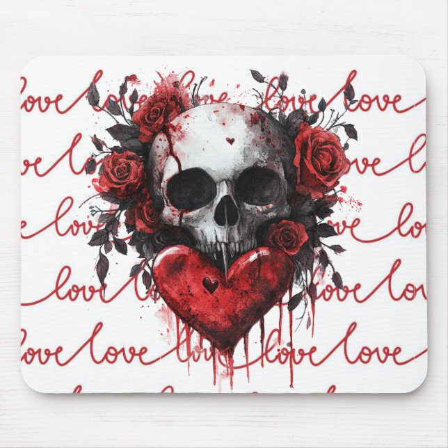 Tapis De Souris Skull & Heart “Love” (Devant)
