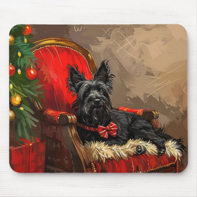 Tapis De Souris Skye Terrier Chien Festif de Noël (Devant)