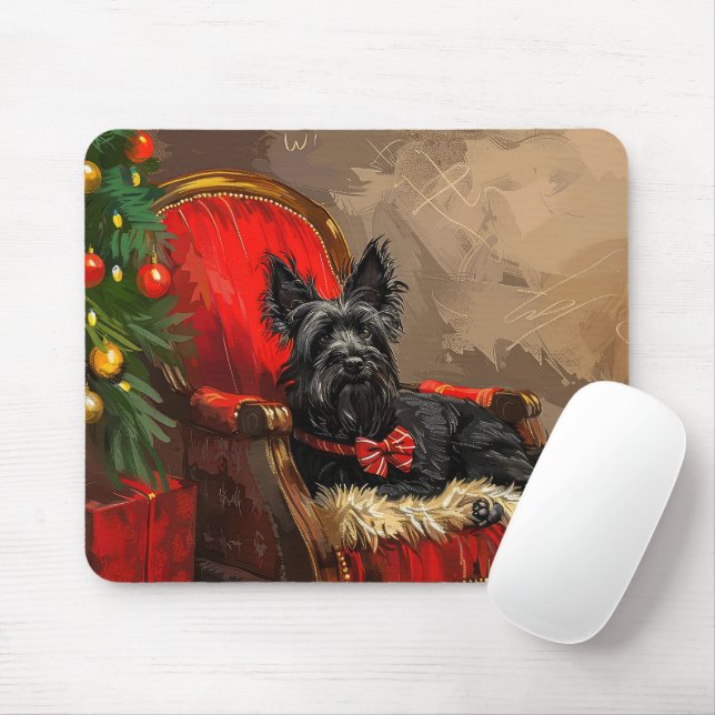 Tapis De Souris Skye Terrier Chien Festif de Noël (Avec souris)
