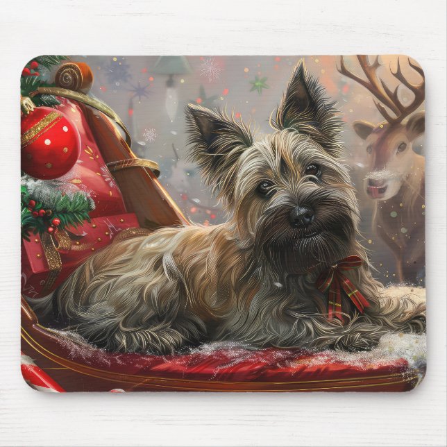 Tapis De Souris Skye Terrier Chien Festif de Noël (Devant)