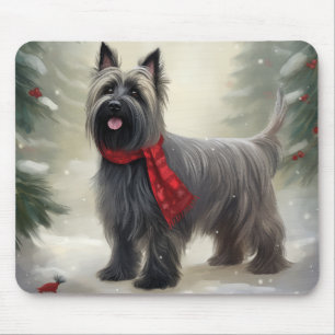 Tapis De Souris Skye Terrier Dog à Noël de neige