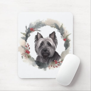 Tapis De Souris Skye Terrier Fête de Noël Wreath Pup