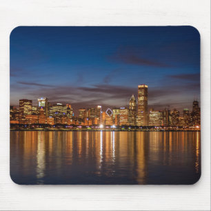 Tapis De Souris Skyline De Chicago La Nuit