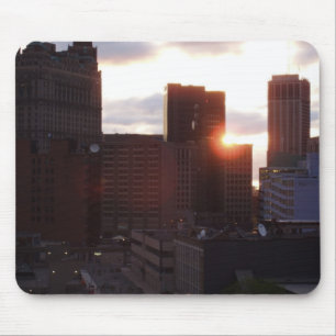 Tapis De Souris Skyline de Détroit tôt le matin