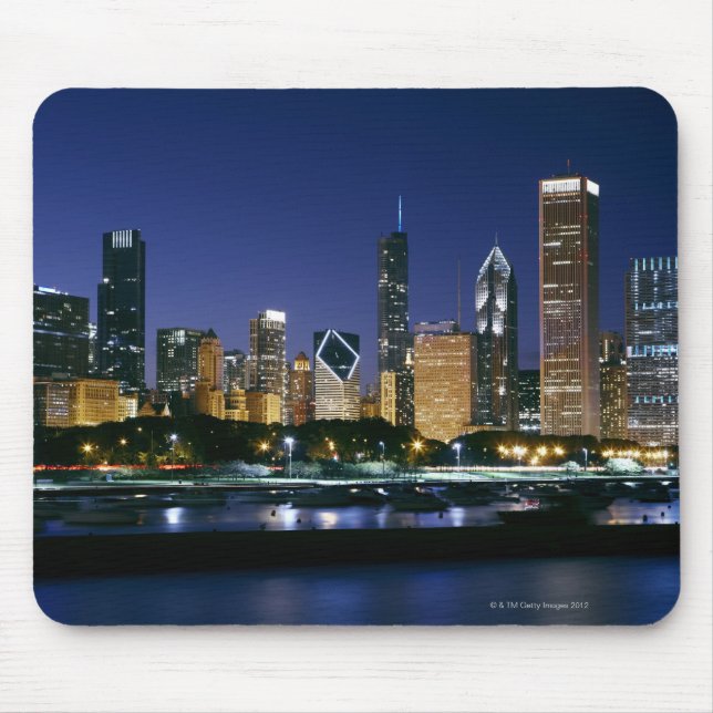 Tapis De Souris Skyline du centre-ville de Chicago la nuit (Devant)