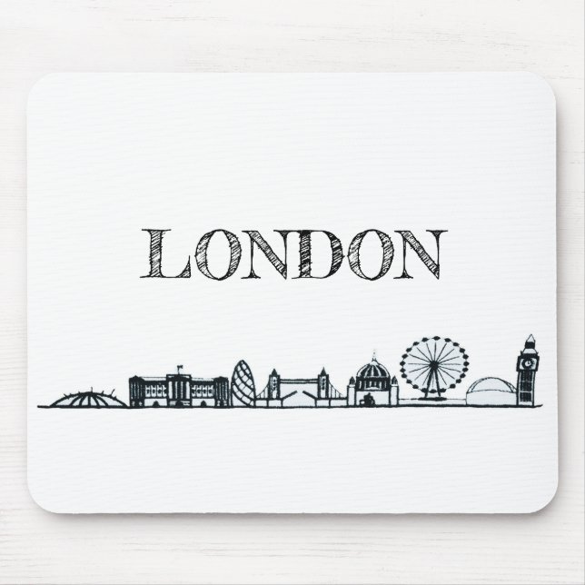 Tapis De Souris Skyline Londres noir et blanc (Devant)