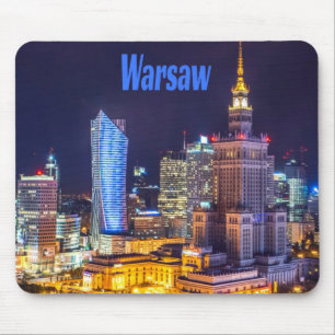 Tapis De Souris Skyline nocturne de Varsovie en Pologne