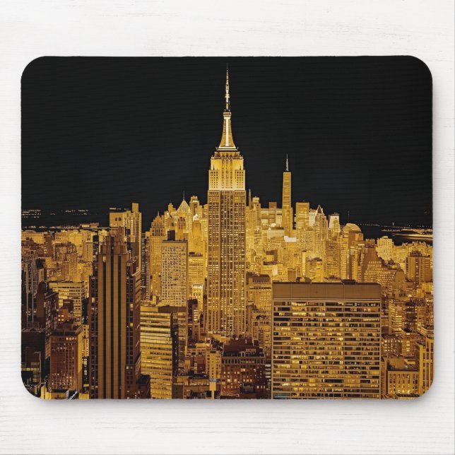 Tapis De Souris Skyline nuit dorée de New York (Devant)