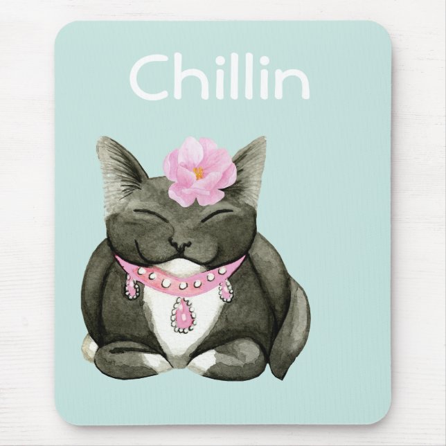 Tapis De Souris Sleepy Cute Tuxedo Chat Mousepad (Devant)