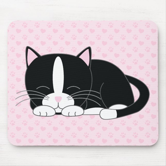 Tapis De Souris Sleepy Kitty {Tuxedo} (Devant)