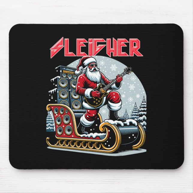 Tapis De Souris Sleigher Hail Père Noël Lourd Metal Christmas Rock (Devant)