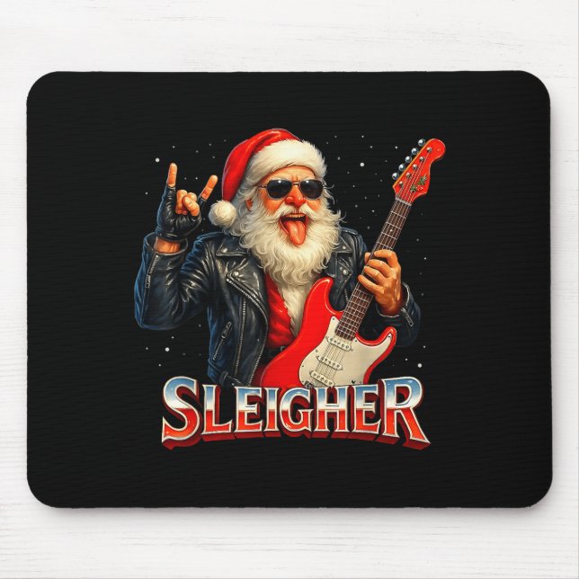 Tapis De Souris Sleigher Rock Santa Funny Metal Christmas Design  (Devant)