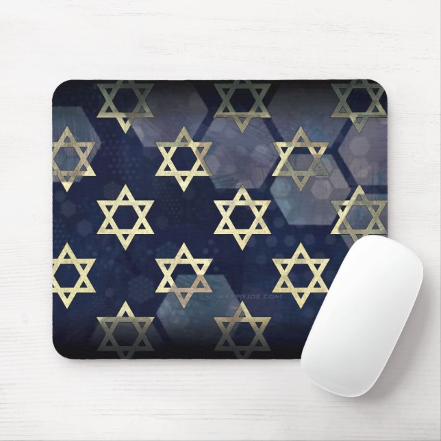 Tapis De Souris SlipperyJoe's Happy Hanoukka multiple Star de Davi (Avec souris)