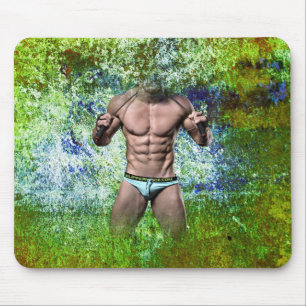 Tapis De Souris SlipperyJoe's homme adulte très musclé torse nu 